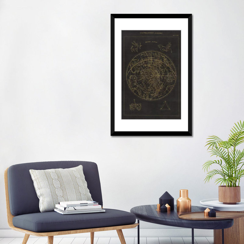 Costellazioni ii, impression sur toile tendue, Papier d'art encadré noir, Blanc, H 32 po x l 24 po x P 1 po