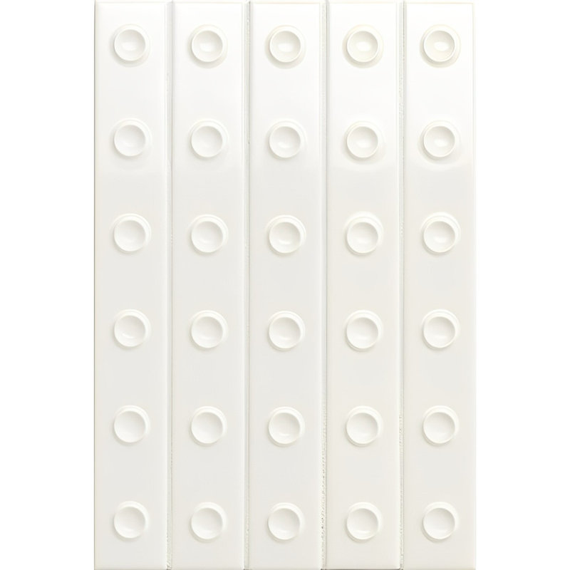 Punto Down Glossy 2" x 12" Linear Mosaic Tile, White