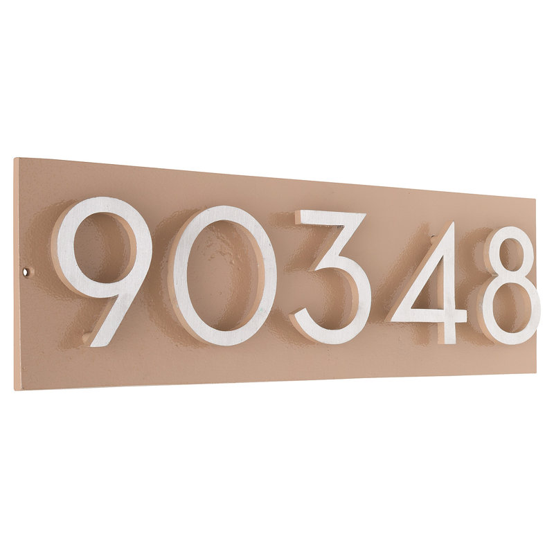 Plaque d’adresse murale sur 1 ligne flottante, Taupe, Nickel satiné deux tons, Oui