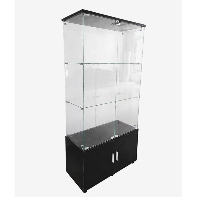 Double-door Four-layer Cabinet-style Storage Cabinet,display Cabinet,wine Cabinet,file Cabinet, Black