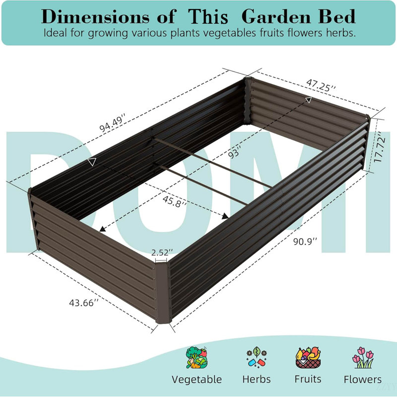Galvanized Raised Garden Bed, Outdoor Planter Garden Boxes Large Metal Planter Box For Gardening Vegetables Fruits Flowers