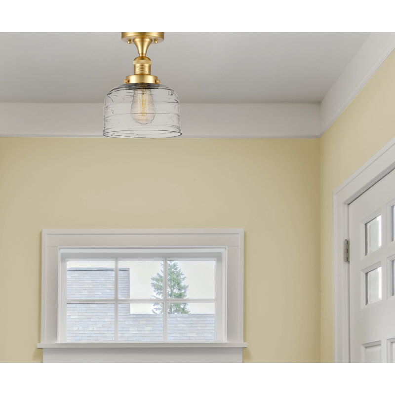 Plafonnier semi-encastré 8 po Bell, Ampoule non incluse, Or satiné, Tourbillon déco transparent