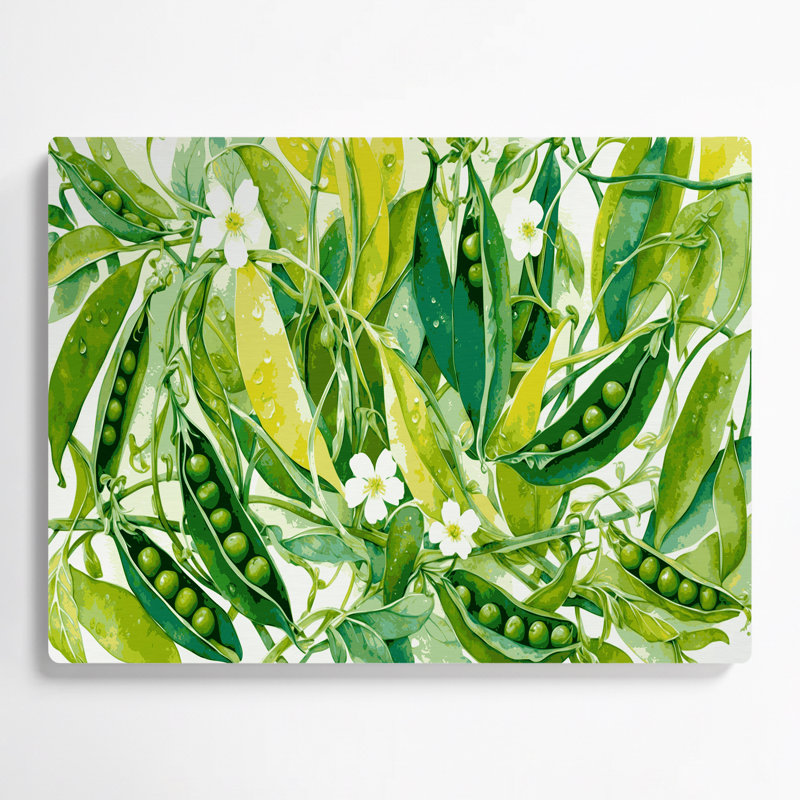 Art mural en métal légumes pois verts, H 11 po x l 14 po