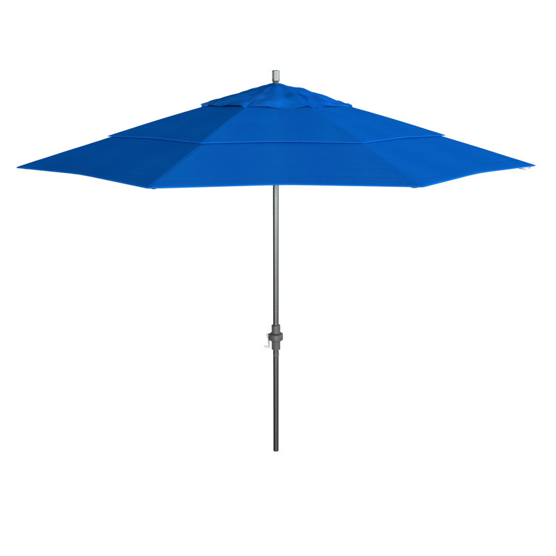 Parasol de marché 132 po, Tissu performance bleu royal, Gris martelé