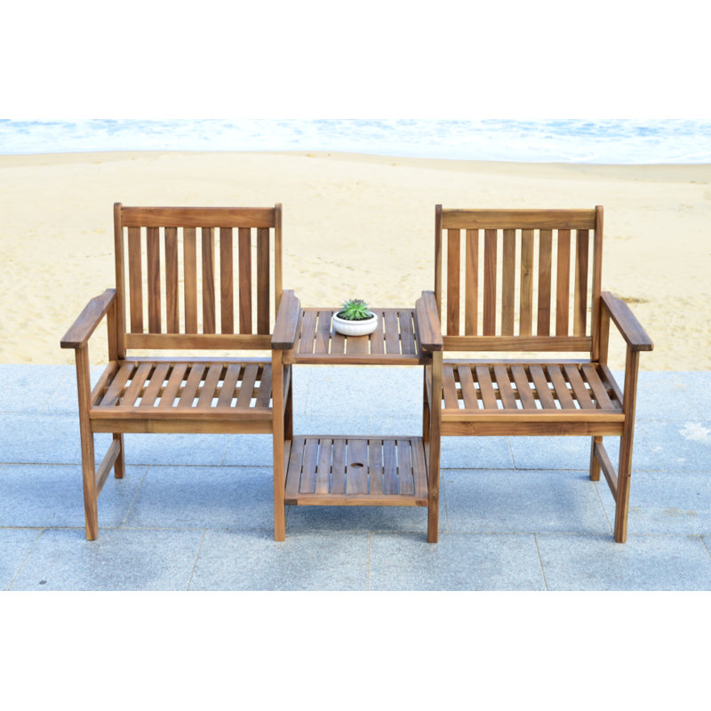 Outdoor Aanchal Wooden Love Seat, Teak Brown