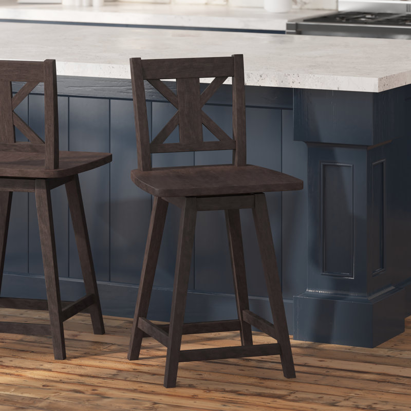 Tabouret de bar et de comptoir Bakersville, Brun, Tabouret de comptoir (siège d'une hauteur de 24 p