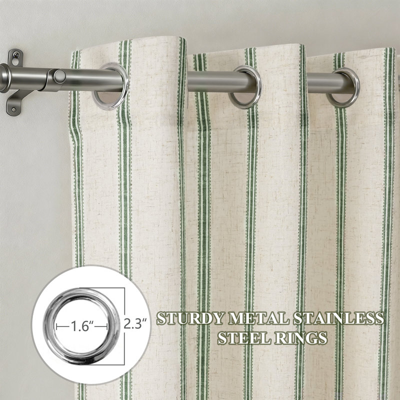 Rideau en mélange de lin Jeanenia, Vert Loden, L 52 po x L 63 po