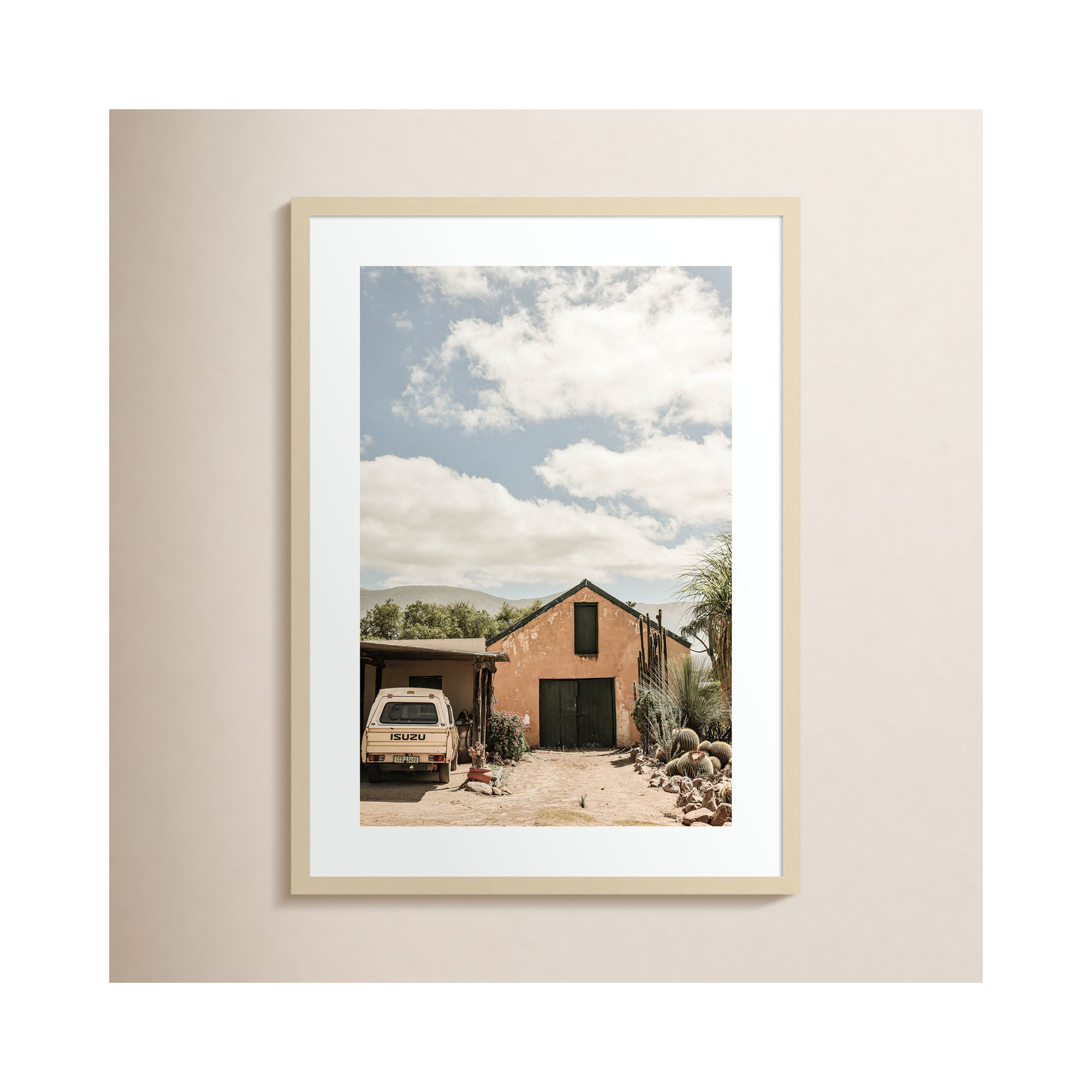 Karoo Farm House 02 by Shot by Clint Wood Framed Wall Art Print, Brown Framed, 33" H x 24" W