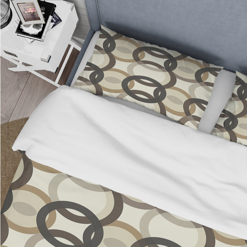 Ensemble de housse de couette noir gris Midcentury Retro Circle - Midcentury
