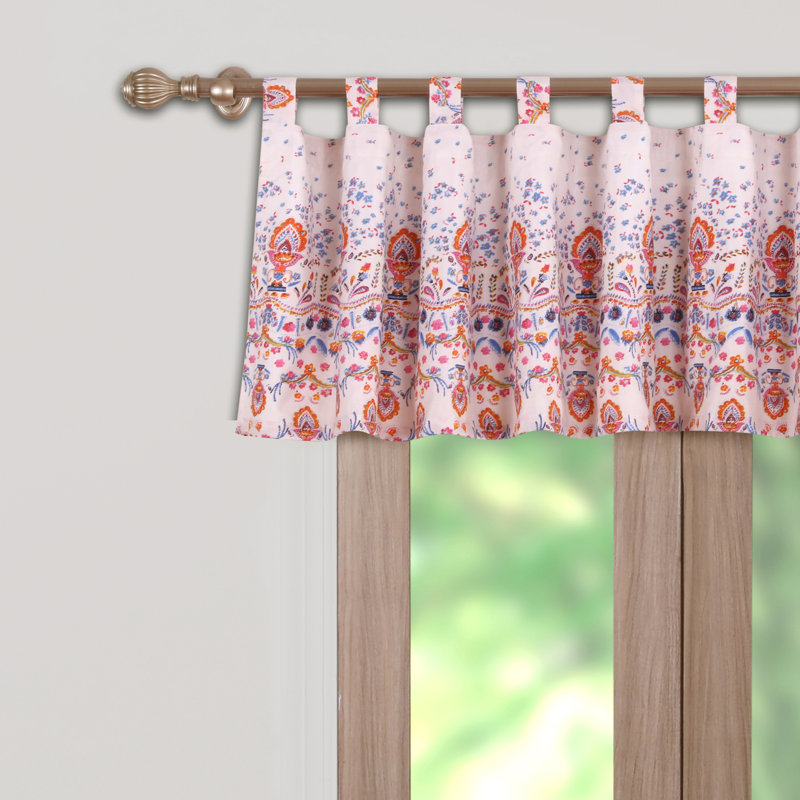 Amber Floral Coral Print 84'' Wide Polyester Window Valance