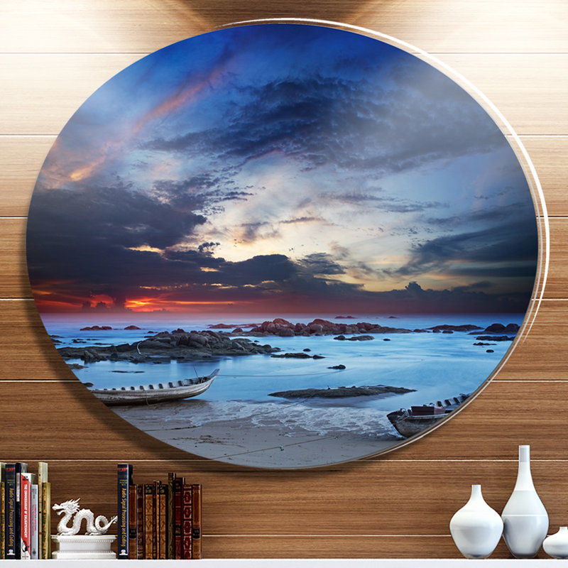 «Colorful Traditional Asian Boats», reproduction de photo sur métal, H 36 po x l 36 po