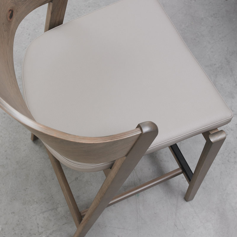 Upholstered Counter Stool with Solid Wood Frame, Grey, Grey