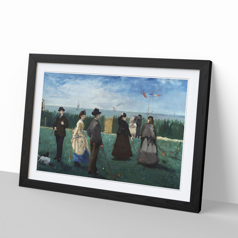 Croquet at Boulogne by Edouard Manet - Picture Frame Painting, 48cm H x 65cm W x 2cm D, Black Framed