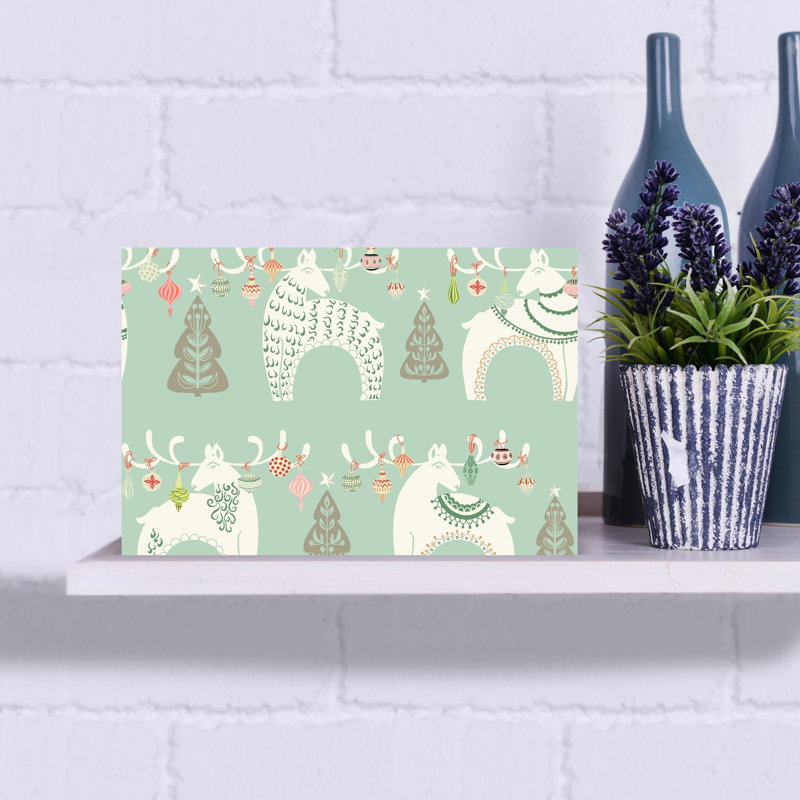 Festive Nordic Reindeer Abstract Deer Winter Landscape Wall Art Print, 30.48cm H x 45.72cm W