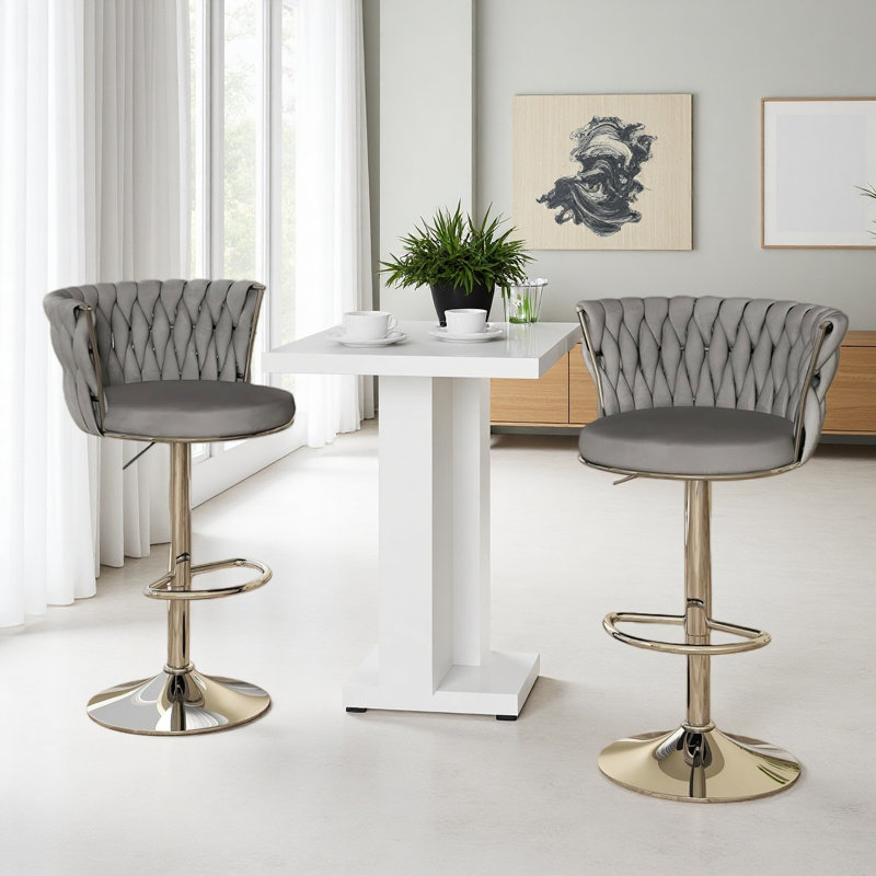 Velvet Bar Stools Set Of 2, Swivel Barstool Upholstered Counter Bar Chairs, Counter Height Barstools Adjustable Kitchen Island Chairs