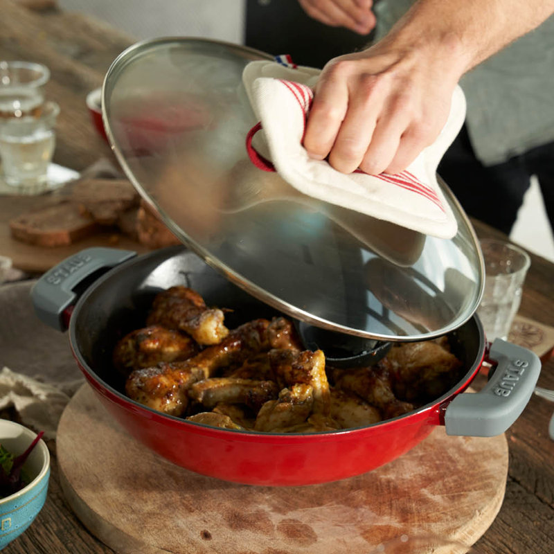 Staub Cast Iron Wok with Lid, Graphite Gray