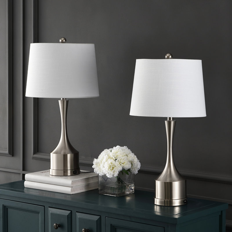 Cooper USB Table Lamp, Nickel