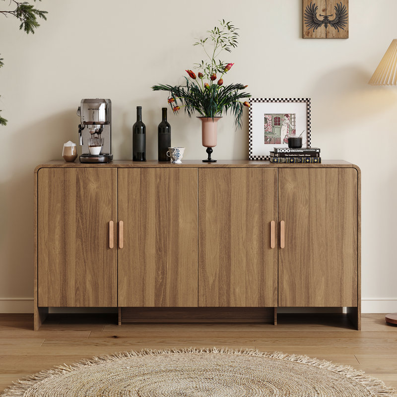 Buffet incurvé 60 po avec 4 portes, Chêne