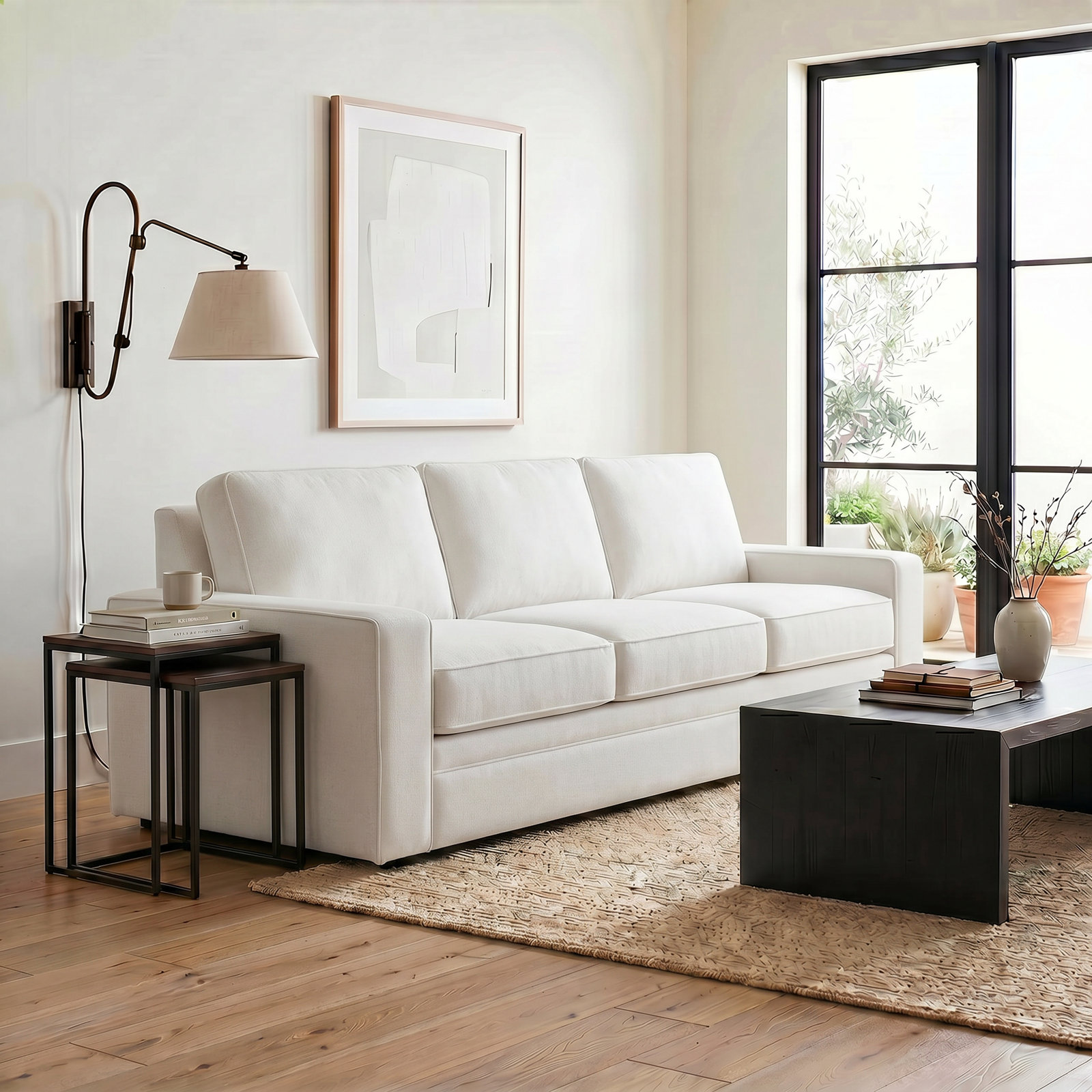 100'' Upholstered Sofa, Macarena Beige