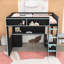 Lit mezzanine avec bureau, lumières DEL, tablettes, station de charge et armoire de rangement-129346850-129346846
