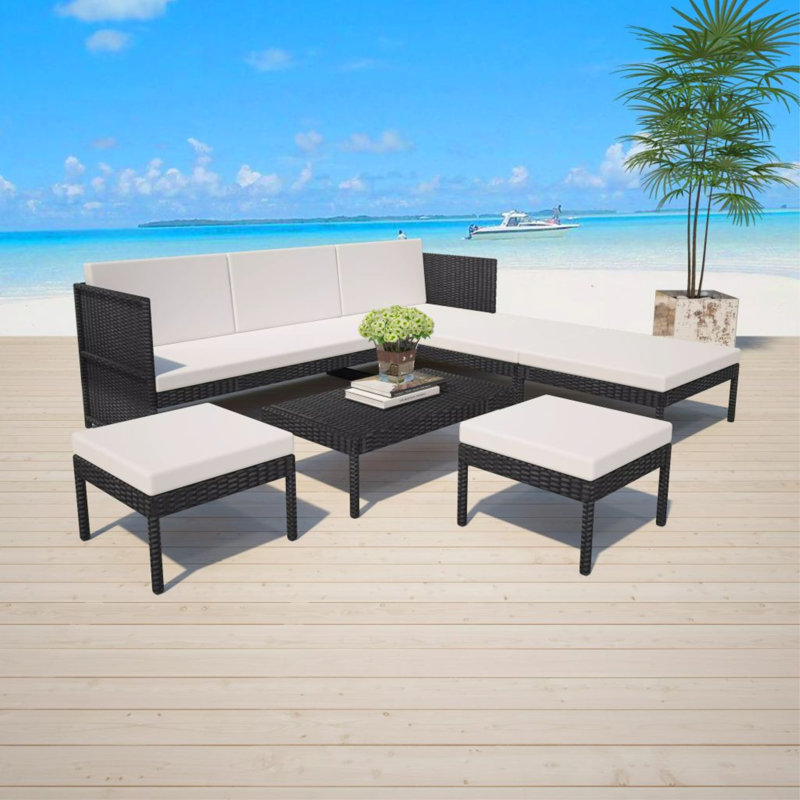 Ensemble de conversation modulaire avec coussins Wallsend, Noir