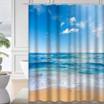 Rideau de douche plage avec 12 crochets