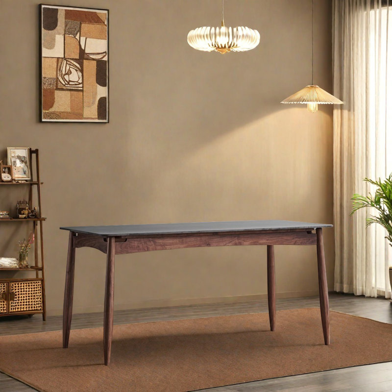 Table de salle à manger en bois de noyer noir, H 29,52 po x L 62,99 po x l 31,49 po