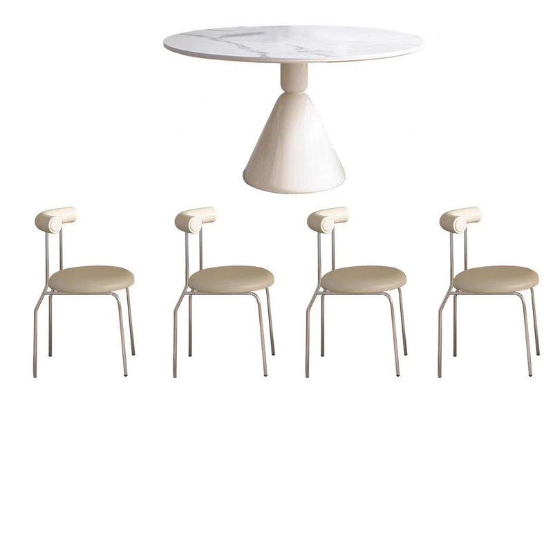 Table de salle à manger French Cream, H 29,52 po x l 51,18 po x P 51,18 po, 5 pièces: table, 4 chaises
