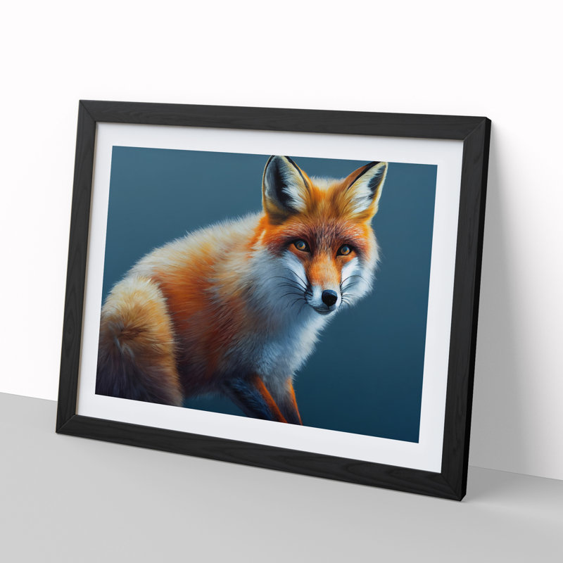 A Breathtaking Fox - Single Picture Frame Painting, Black, 46cm H x 64cm W x 2cm D