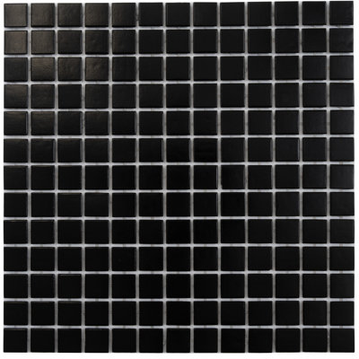 Dune 12” X 12” Glossy Black Glass Mosaic Wall and Floor Tile (20 Sq. Ft./Case) (20-Pack)