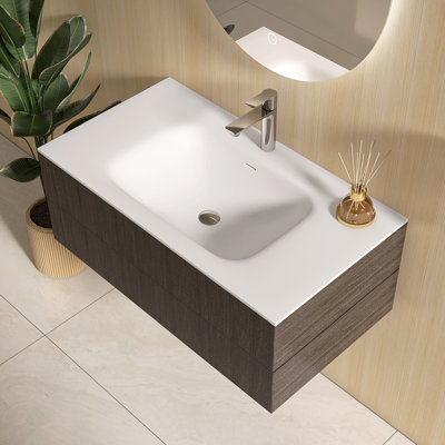 Plateau de meuble-lavabo à surface solide 39,37 po avec lavabo