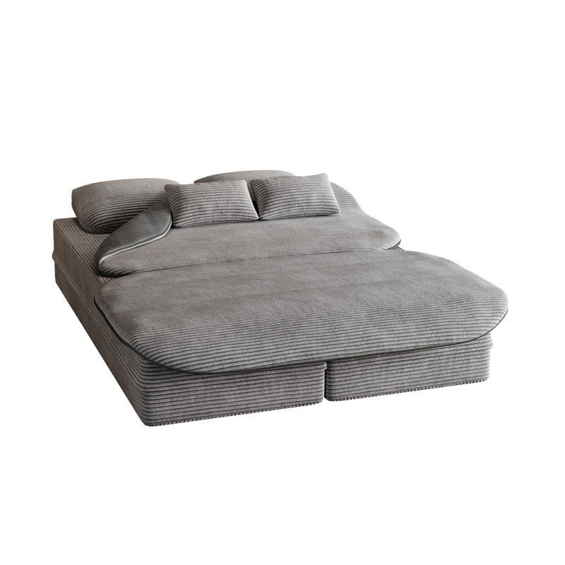 Canapé-lit convertible en velours côtelé Boneless, Gris