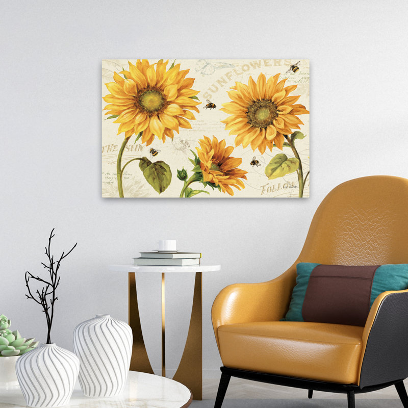 Sous le soleil III - abeilles, art floral vert, H 16 po x l 24 po