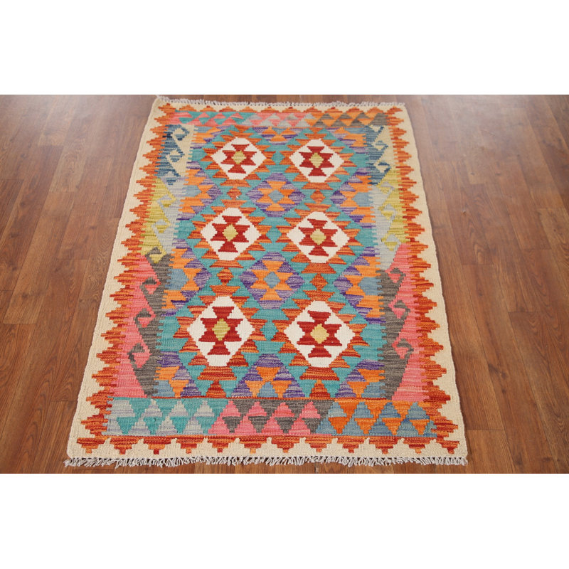 South Western Wool Kilim Oriental Rug 3x4