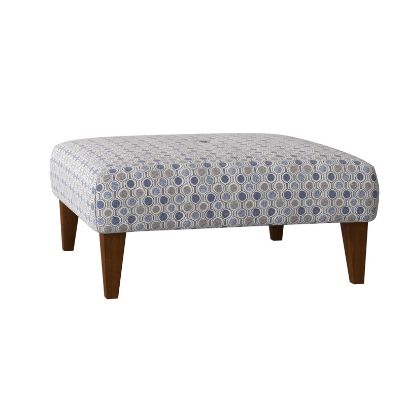 Vero Upholstered Ottoman, Espresso, Smokey Blue Multicolored Performance
