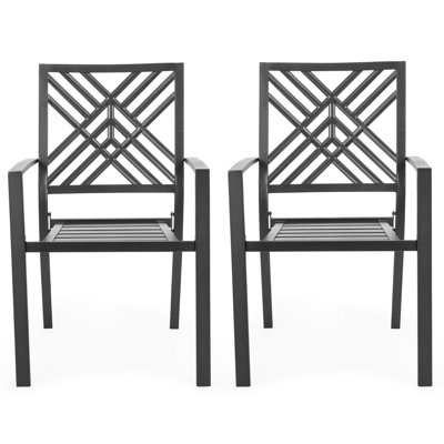  Outdoor Stacking Dining Armchair Set Of 2