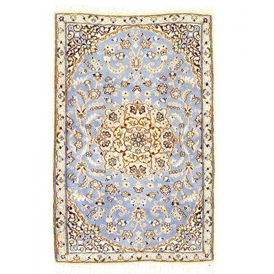 Tapis rectangulaire en laine et en soie de conception unique 4 pi 8 po x 2 pi 11 po Ignatzia