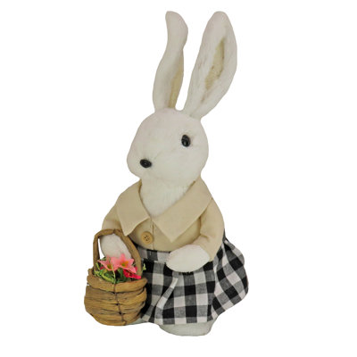 12" White Bunny with Basket