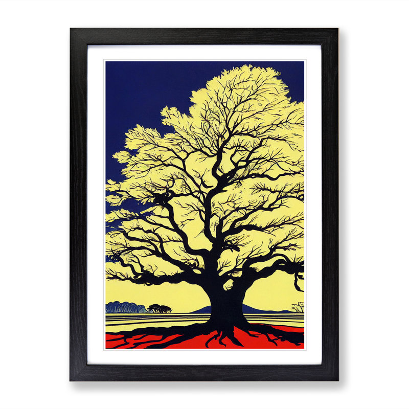 Oak Tree Pop Art - Picture Frame Print, Walnut, 46cm H x 34cm W