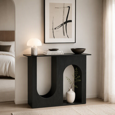 Console 39,4 po, canapé étroit derrière le canapé avec design arqué