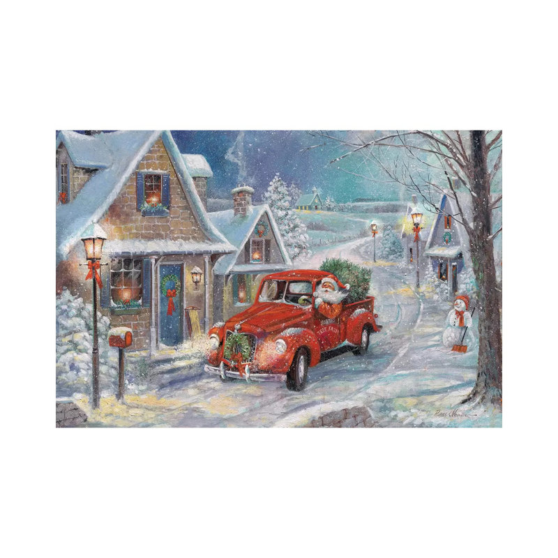 «Santa's Tree Farm» par Ruane Manning - reproduction d'art, Toile tendue, Aucun mat, H 26 po x l 40 po x 1,5 po