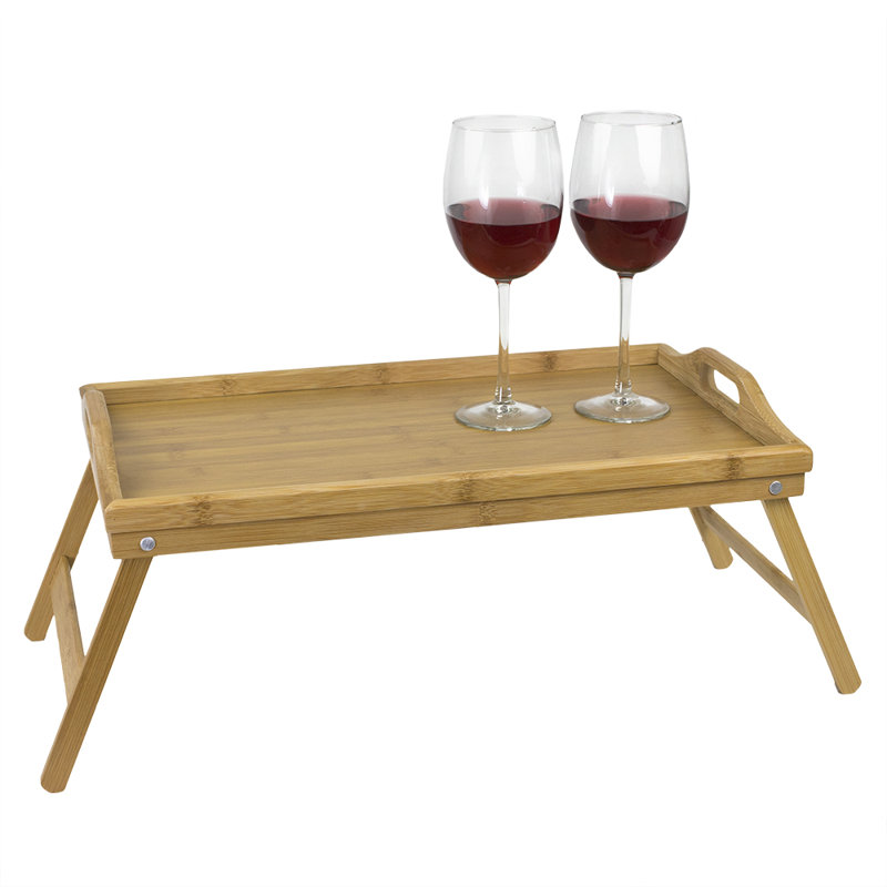 Brown Bamboo Rectangular Foldable Bed Tray