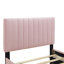 Lit plateforme tapissier simple en velours avec lit gigogne simple, rose