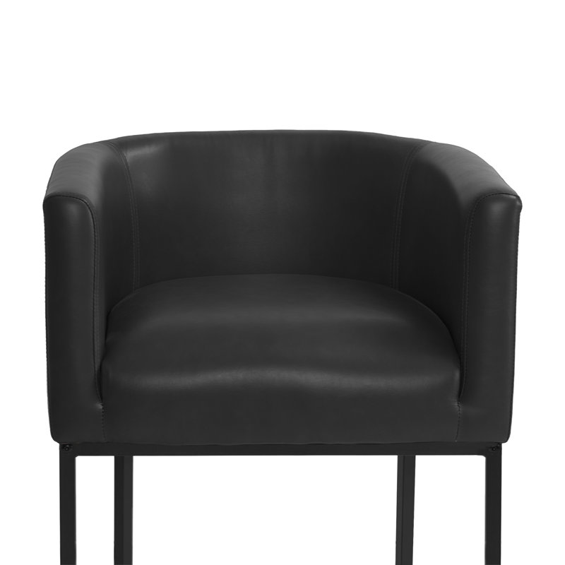 Tabouret de bar H 33,5 po Christlyn, Siège noir / cadre noir, Simili cuir