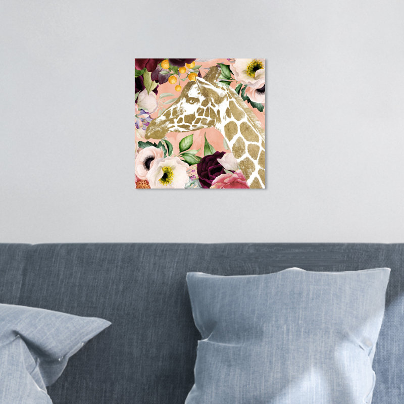 «Fashion and Glam Giraffe», impression d'art graphique, H 12 po x l 12 po x P 1,5 po, Toile tendue