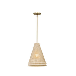 Single Light Palm Leaf Solid Brass Pendant