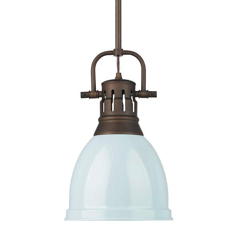 Petit luminaire suspendu avec tige Aljona, H 14,25 po x l 8,875 po x P 8,875 po, Bronze huilé, Vert