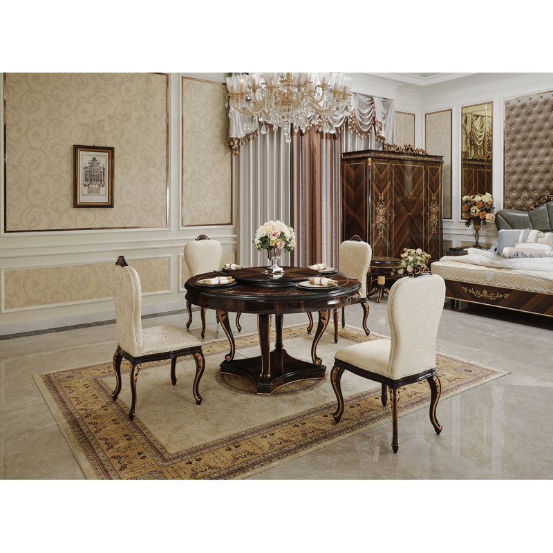 Athena Round Walnut Wood Dining Table, With Base