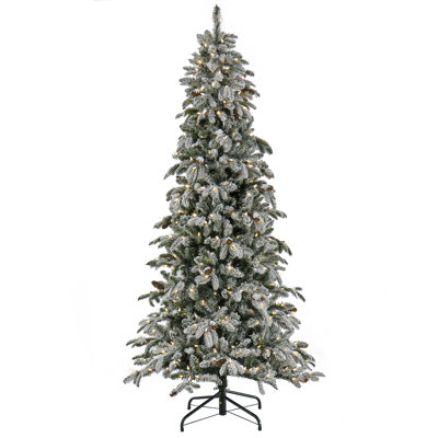 The Holiday Aisle® 7.5 ft. Pre-Lit Snowy Vintin Fir Tree with LED Lights