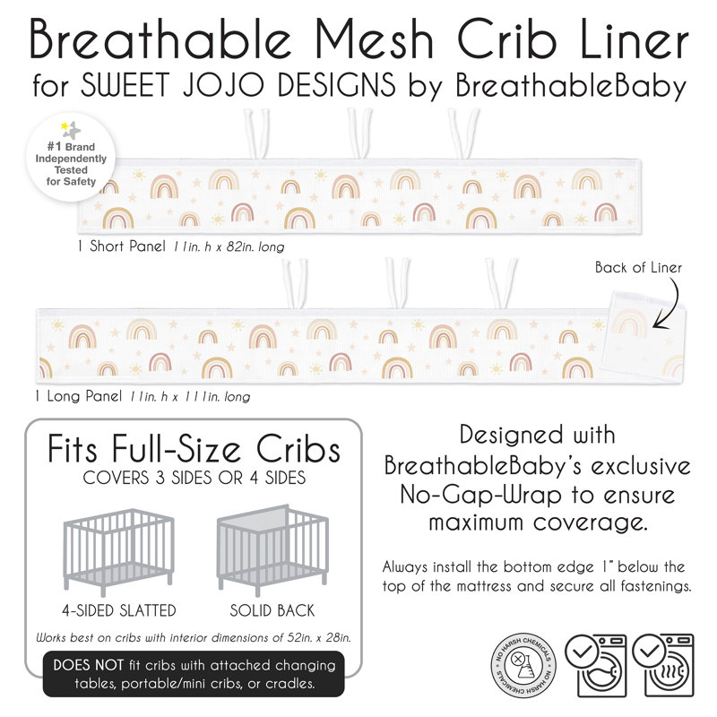 Boho Rainbow Crib Mesh Liner